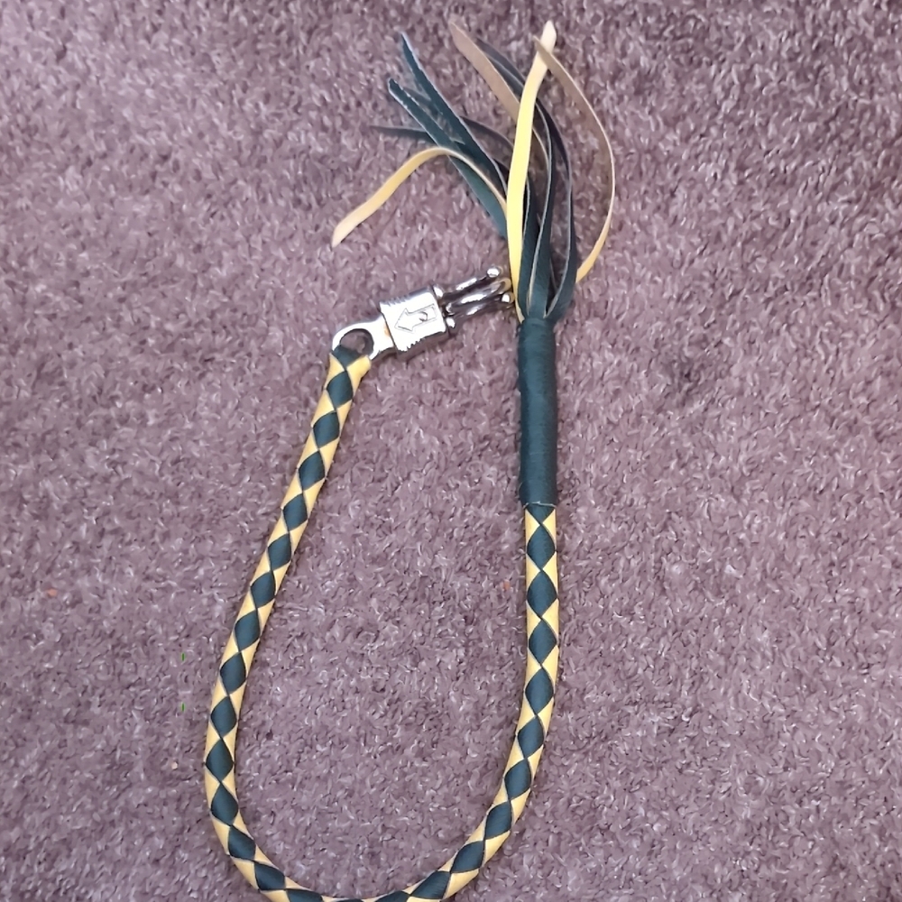 Braided Biker Leather Keychain with Fringe